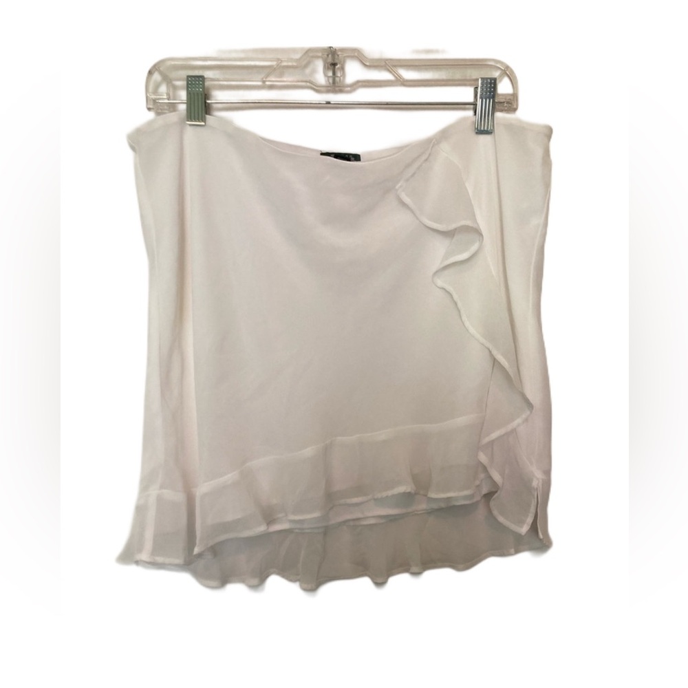 Wild Fable White Ruffle Mini Skirt Size L Y2K Fairycore Sheer Layered Flowy